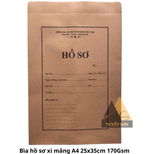 Bìa hồ sơ xi măng Kraft A4 25x35cm 170Gsm
