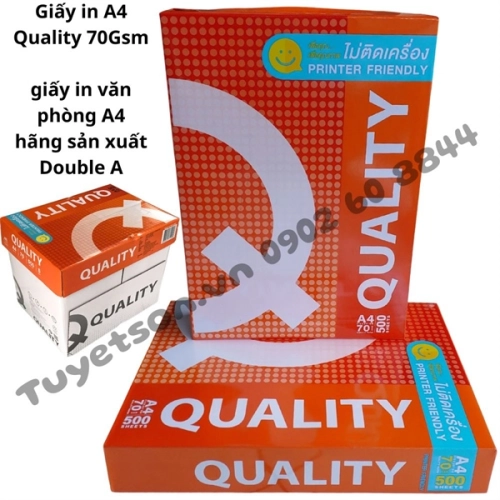 Giấy in A4 Quality 70Gsm - giấy in văn phòng A4 hãng sản xuất Double A