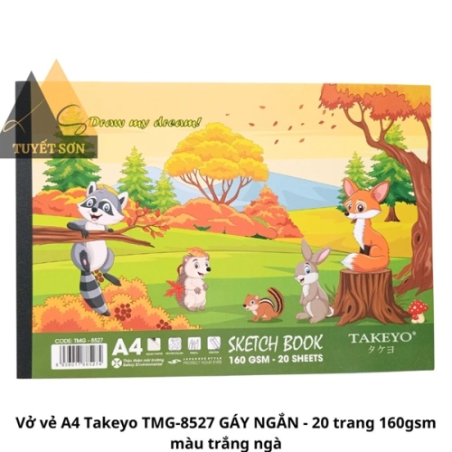 Vở vẻ A4 Takeyo TMG-8527 GÁY NGẮN - 20 trang 160gsm màu trắng ngà
