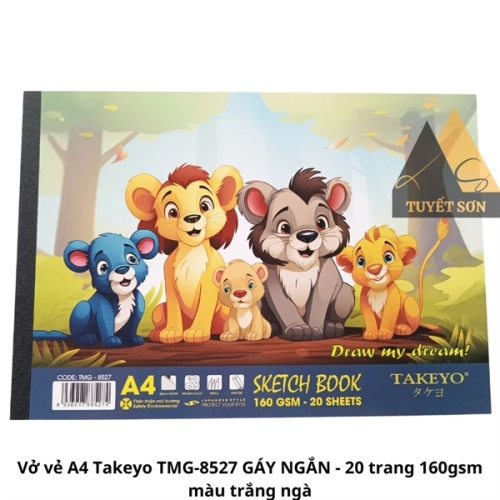 Vở vẻ A4 Takeyo TMG-8527 GÁY NGẮN - 20 trang 160gsm màu trắng ngà