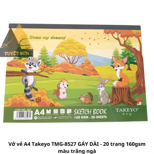 Vở vẻ A4 Takeyo TMG-8527 GÁY DÀI - 20 trang 160gsm màu trắng ngà