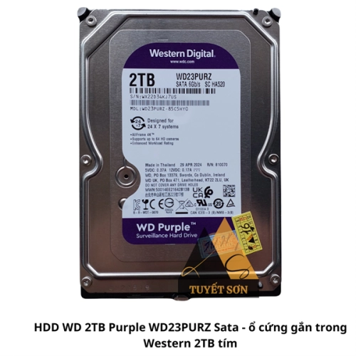 Ổ Cứng HDD WD 2TB Purple WD23PURZ Sata - ổ cứng gắn trong Western 2TB tím