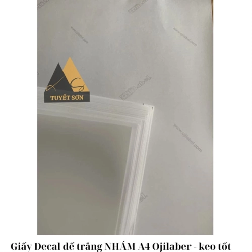 Giấy Decal đế trắng LÁNG A4 Ojilaber - giấy có keo dán nhập khẩu