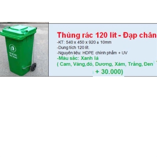 Thùng rác 120 lít đạp chân
