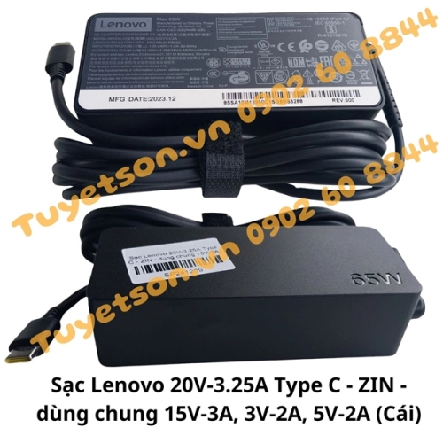 Sạc Lenovo 20V-3.25A Type C - ZIN - dùng chung 15V-3A, 3V-2A, 5V-2A