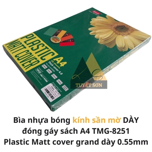 Bìa nhựa bóng kính sần mờ DÀY đóng gáy sách A4 TMG-8251- Bìa kiếng Plastic Matt cover grand dày 0.55mm