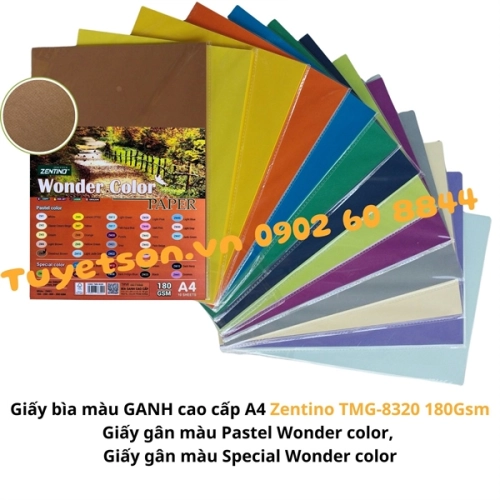 Giấy bìa màu GANH cao cấp A4 Zentino TMG-8320 180Gsm - Giấy gân màu Pastel Wonder color