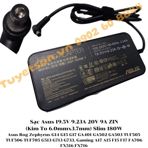 Sạc Asus 19.5V-9.23A 20V-9A ZIN (Kim To 6.0mmx3.7mm) Slim 180W