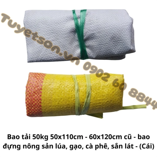 Bao tải 50kg 50x110cm - 60x120cm cũ - bao đựng nông sản lúa, gạo, cà phê, sắn lát