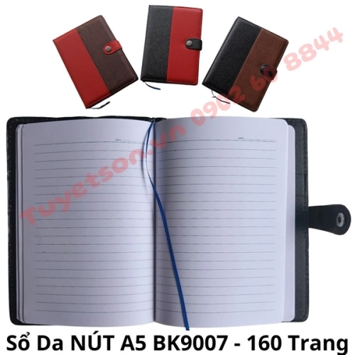 Sổ Da NÚT A5 BK9007 - 160 trang - kẻ ngang - 70gsm 148x205mm - ĐT92%