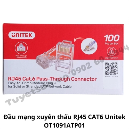 Đầu mạng xuyên thấu RJ45 CAT6 Unitek OT1091ATP01