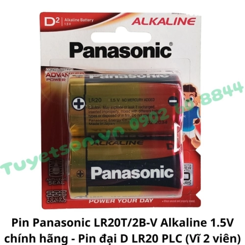 Pin Panasonic LR20T/2B-V Alkaline 1.5V chính hãng - Pin kiềm đại D LR20 PLC