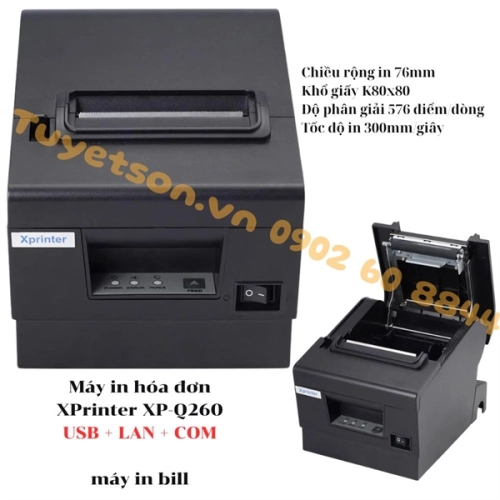 Máy in hóa đơn XPrinter XP-Q260 USB + LAN + COM, máy in bill