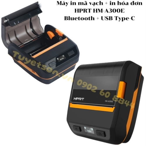 display Máy in mã vạch + in hóa đơn HPRT HM-A300E Bluetooth + USB Type-C, máy in tem nhãn bardcode 2
