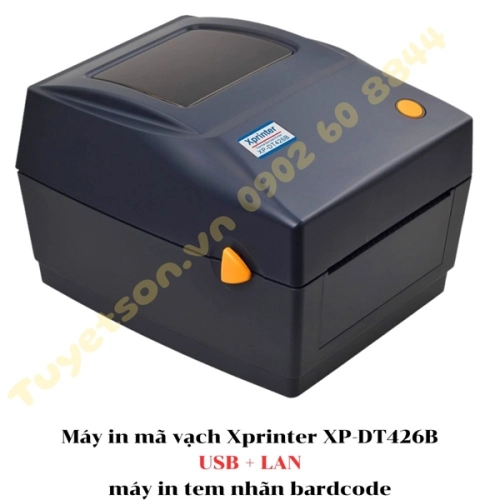 Máy in mã vạch Xprinter XP-DT426B USB + LAN, máy in tem nhãn bardcode