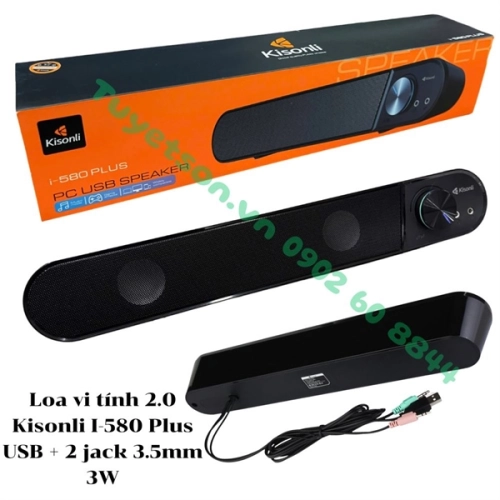 Loa vi tính 2.0 Kisonli I-580 Plus USB + 2 jack 3.5mm 3W