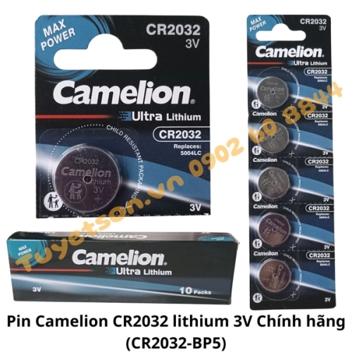 Pin Camelion CR2032 lithium 3V Chính hãng CR2032-BP5