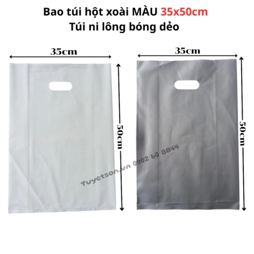 display Bao túi hột xoài MÀU 35x50cm - túi PE màu ni lông bóng dẻo nhiều màu 2