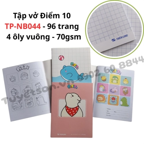 Tập vở Điểm 10 TP-NB044 - 96 trang - 4 ôly vuông - 70gsm