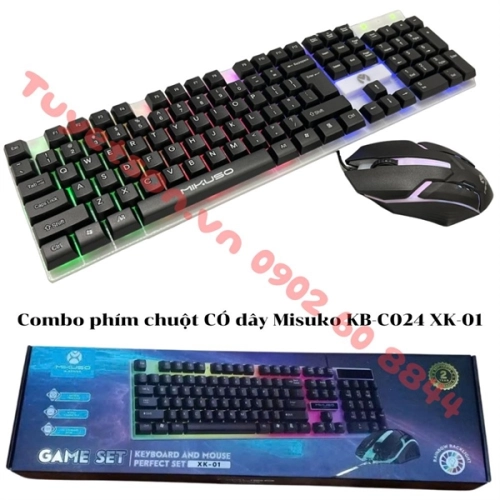 Combo phím chuột CÓ dây Misuko KB-C024 XK-01 USB led RGB