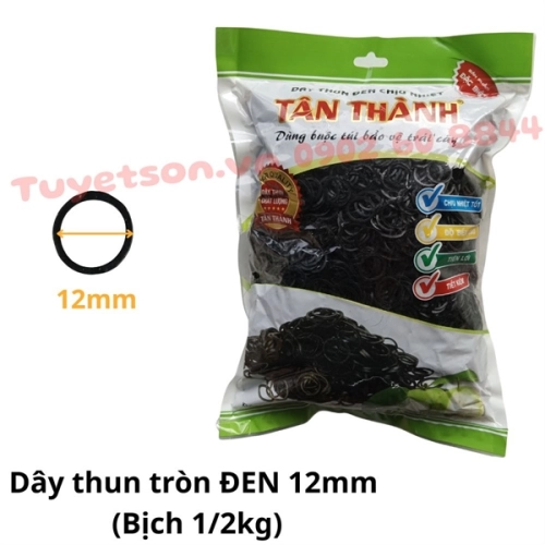 Dây thun tròn NHỎ ĐEN 12mm