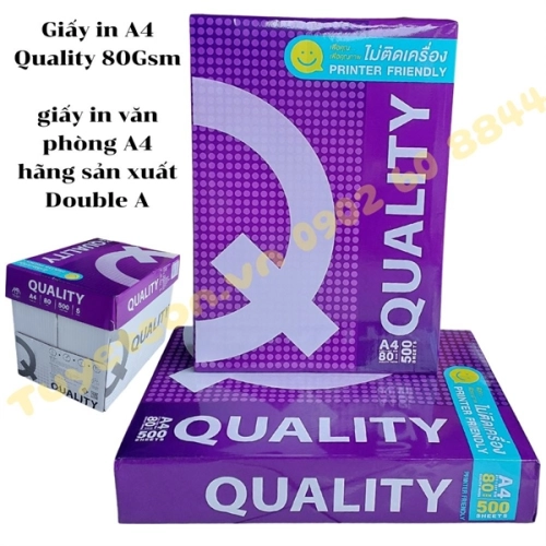 Giấy in A4 Quality 80Gsm - giấy in văn phòng A4 hãng sản xuất Double A