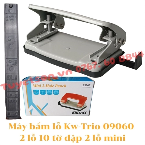 Máy bấm lỗ Kw-Trio 09060 2 lỗ 10 tờ dập 2 lỗ mini