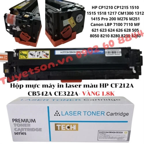 Hộp mực máy in laser màu HP CF212A CB542A CE322A VÀNG 1.8k