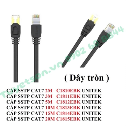 Cáp mạng bấm sẵn Cat7 SSTP 3m Unitek C1811EBK