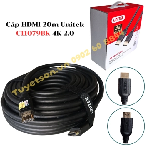 display Cáp HDMI 20m Unitek C11079BK 4K 2.0 1