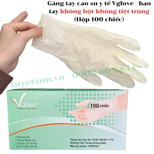 Găng tay cao su y tế Vglove - bao tay KHÔNG bột không tiệt trùng