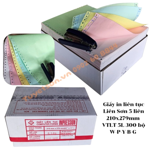 display Giấy in liên tục Liên Sơn 5 liên - 210x279mm VTLT 5L 300 bộ 1