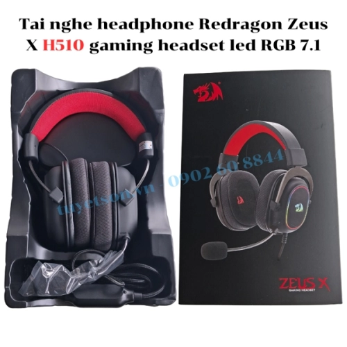 display Tai nghe headphone Redragon Zeus X H510 gaming headset led RGB 7.1 2