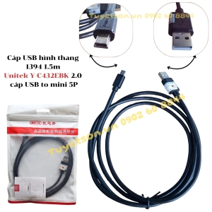 Cáp USB hình thang 1394 1.5m Unitek Y-C432EBK 2.0 - cáp USB to mini 5P
