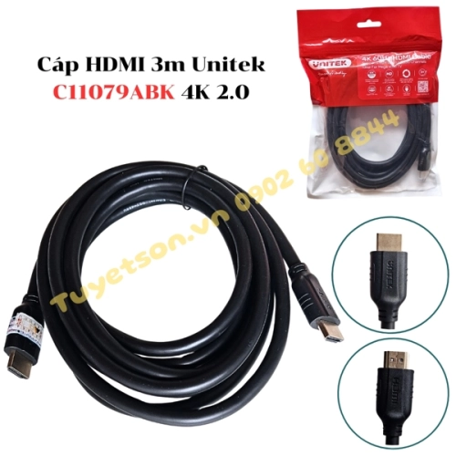 display Cáp HDMI 3m Unitek C11079ABK 4K 2.0 1