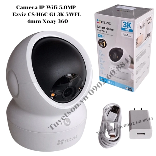 display Camera IP Wifi 5.0MP Ezviz CS-H6C G1 3K 5WFL 4mm Xoay 360 1