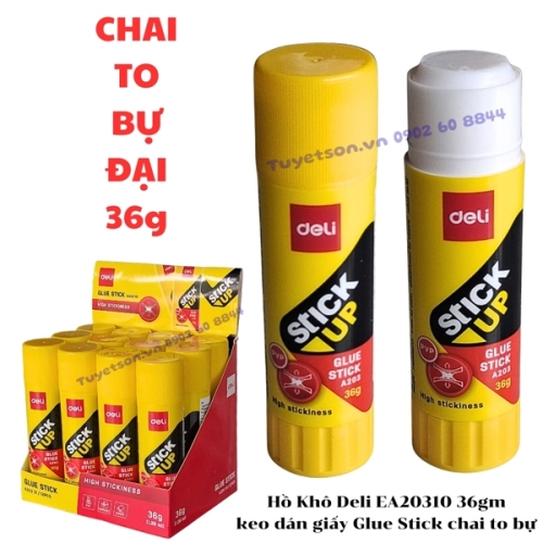 display Hồ Khô Deli EA203 10 36gm - keo dán giấy Glue Stick chai to bự đại 2