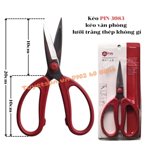 Kéo PIN-3083 - kéo văn phòng lưỡi trắng thép không gỉ.