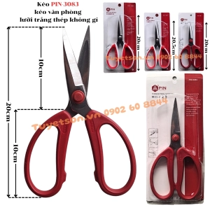 Kéo PIN-3083 - kéo văn phòng lưỡi trắng thép không gỉ.