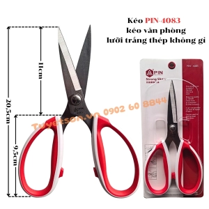 Kéo PIN-4083 - kéo văn phòng lưỡi trắng thép không gỉ.
