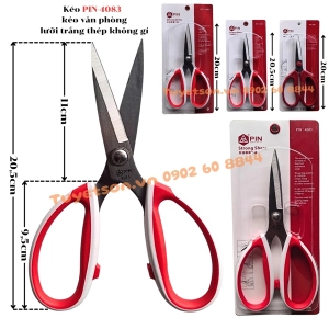 Kéo PIN-4083 - kéo văn phòng lưỡi trắng thép không gỉ.