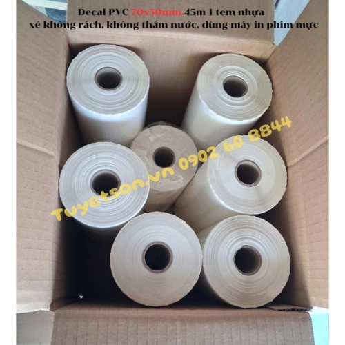 display Decal PVC 70x50mm 45m 1 tem nhựa - xé không rách, không thấm nước, dùng máy in phim mực 2