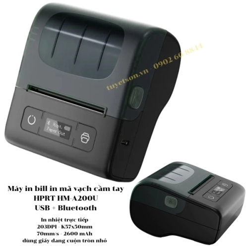 display Máy in bill in mã vạch cầm tay HPRT HM-A200U USB + Bluetooth- máy in tem nhãn bardcode vận đơn 1