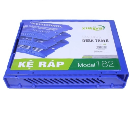 display Kệ 2 tầng Xukiva 182-2 - kệ tháo ráp đựng hồ sơ A4 nhựa HI 35.5x26x15.5cm màu xanh dương 2