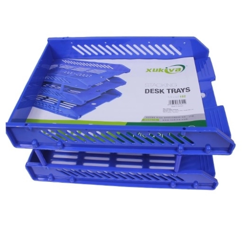 display Kệ 2 tầng Xukiva 182-2 - kệ tháo ráp đựng hồ sơ A4 nhựa HI 35.5x26x15.5cm màu xanh dương 3